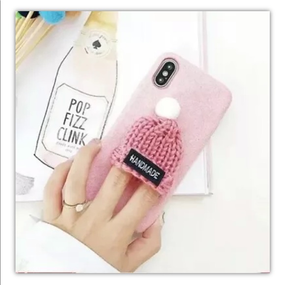 Iphone X 10 Pink Hat Handmade Winter Phone Case - Picture 2 of 2